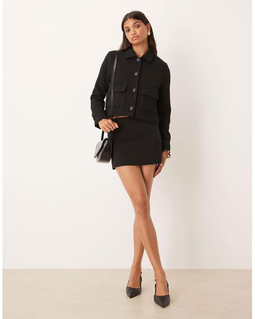 Aware Black Boucle Button Front Trophy Jacket