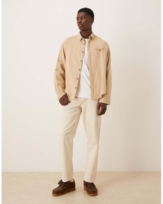 ASOS Natural Oversized Textured Shirt With Pocket Detailing for men