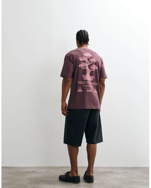 Only & Sons Red Relaxed Fit T-shirt With Bonsai Back Print for men