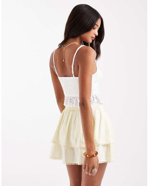Wednesday's Girl Natural Textured Tiered Mini Skirt