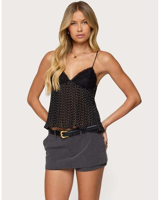 Edikted Black Rhian Lacey Pleated Babydoll Top