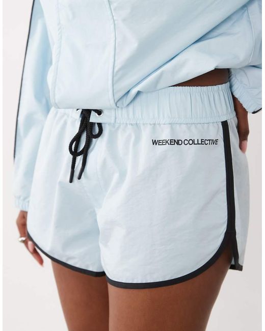ASOS Blue Weekend Collective Co-ord Micro Nylon Short With Tie Waist Detail