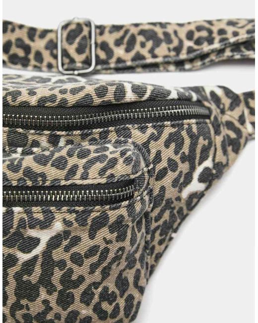 Pull&Bear Gray Leopard Print Belt Bag