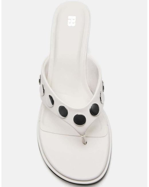 Pull&Bear White Heeled Sandals With Studs