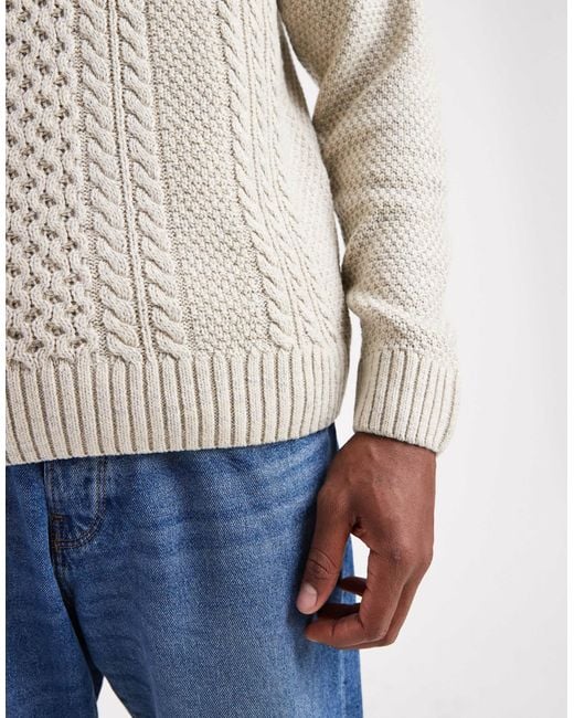 Jack & Jones – strickpullover mit zopfmuster in Blue für Herren