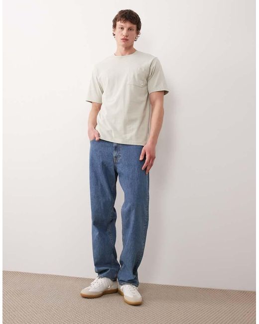 Farah Natural Stacy Short Sleeve Garment Dye Pocket Logo T-shirt for men