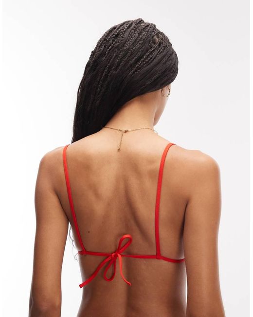 Tommy Hilfiger Red Resort Crinkle Triangle Bikini Top