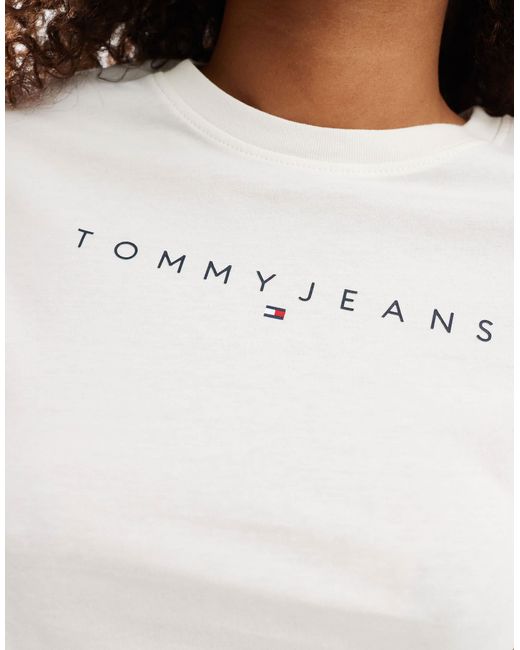 Tommy Hilfiger White Slim Linear Logo T-shirt