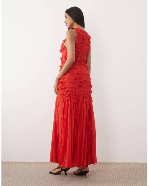 ASOS Red Sleeveless Maxi Dress With Tendril Details