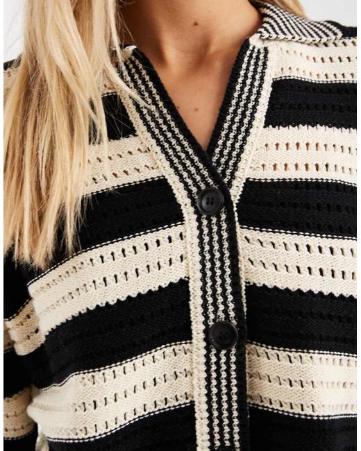 ASOS Black Sally Beach Knit Button Through Top Co Ord