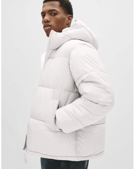 Piumino Color Sabbia Con Cappuccio di Pull&Bear in Natural da Uomo