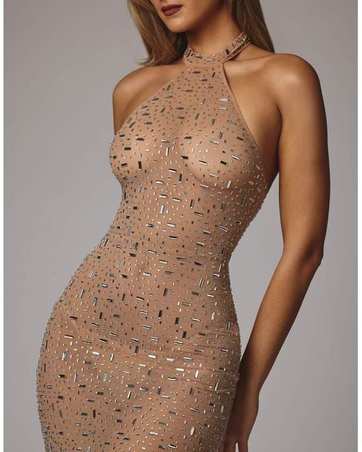 Oh Polly Blue Soraya Embellished Maxi Dress