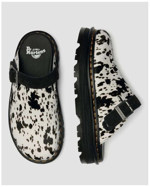 Dr. Martens Black Zebzag Hair On Mule