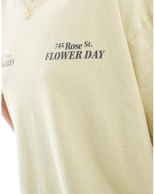 Pull&Bear Yellow Oversized Boxy Print Tee