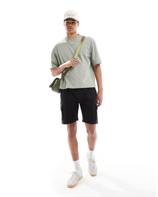 Hollister Gray Boxy Fit Cropped T-shirt for men