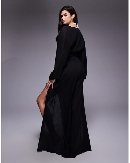 ASOS Black Kiki Beach Split Front Trouser