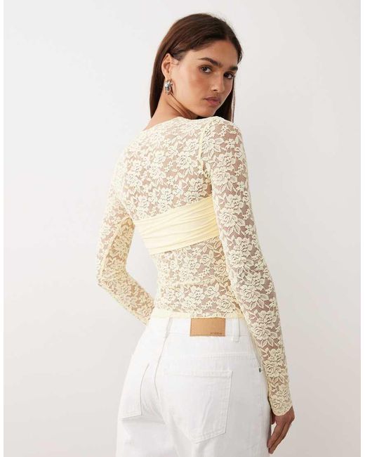 Lioness Natural Midnight Long Sleeve Sheer Lace Top