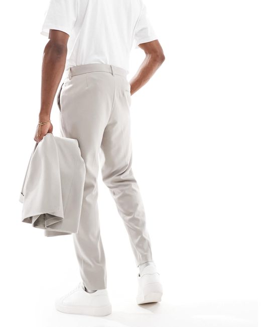 ASOS – schmal zulaufende anzughose aus twill in White für Herren
