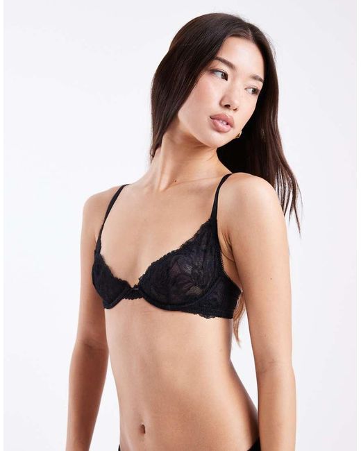 DORINA Black Perfect Lace Non Padded Underwired Plunge Bra