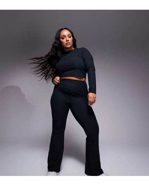 4505 Black Curve Rib Wide Leg Dance Pant