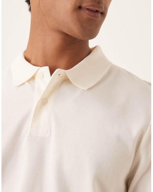 Polo Basic A Maniche Lunghe Regular Fit di ASOS in White da Uomo