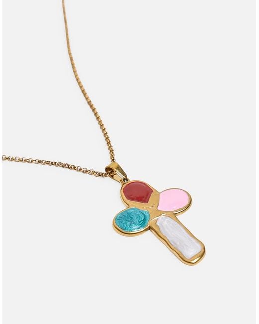 Public Desire White Multi Coloured Cross Detail Necklace