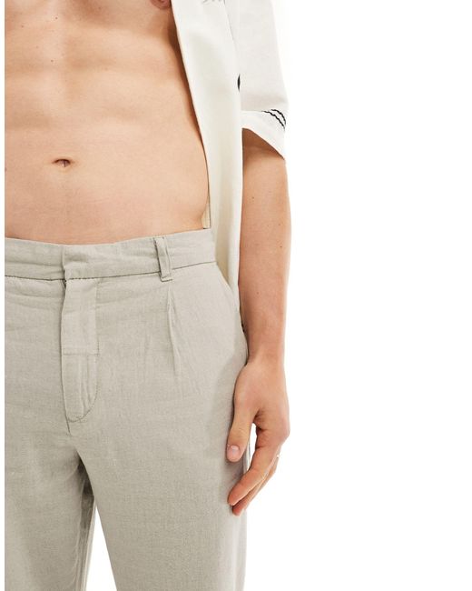 New Look White Linen Blend Trouser for men