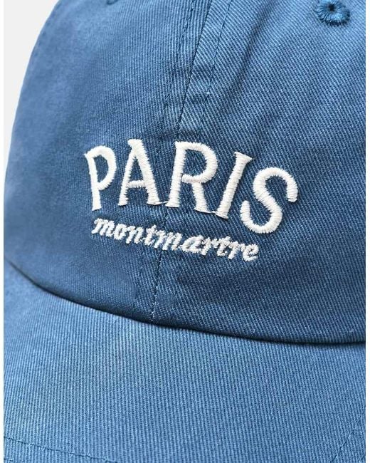 Pull&Bear Blue Embroidered Paris Cap