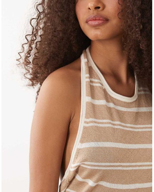 ASOS Brown Knitted Sheer Beach Halter Top Co-ord