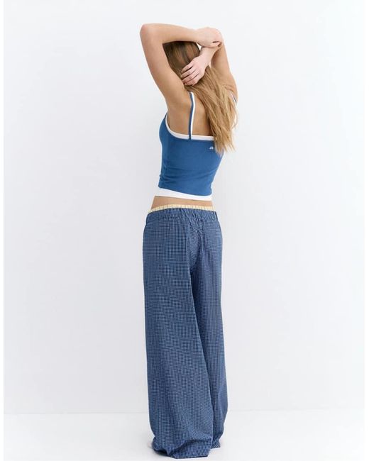 Pull&Bear Blue Double-Layer Strappy Top