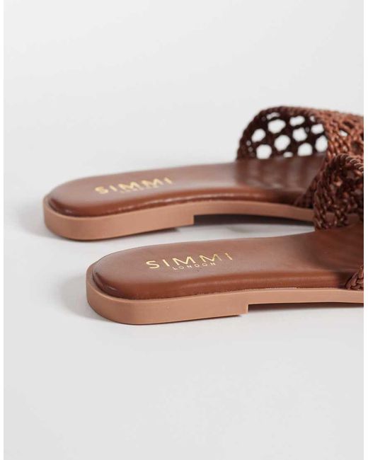 SIMMI Brown Simmi London Luna Woven Flat Sandals