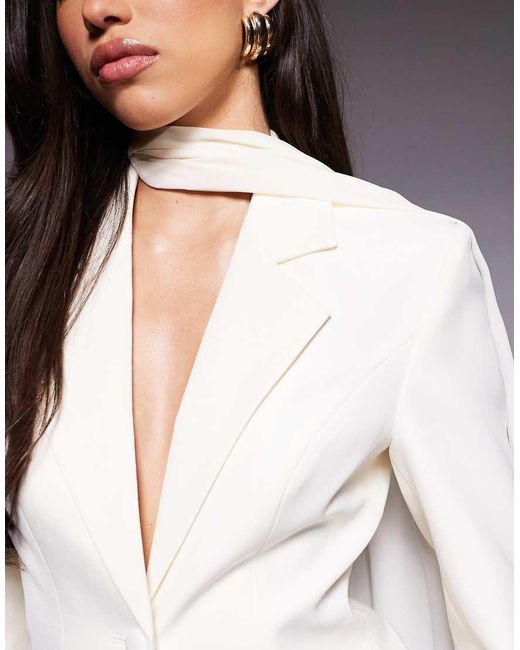 ASOS White Co-Ord Blazer With Scarf Drape Detail