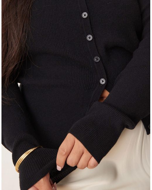 ASOS Black Asos design curve – figurbetonte, gerippte strickjacke