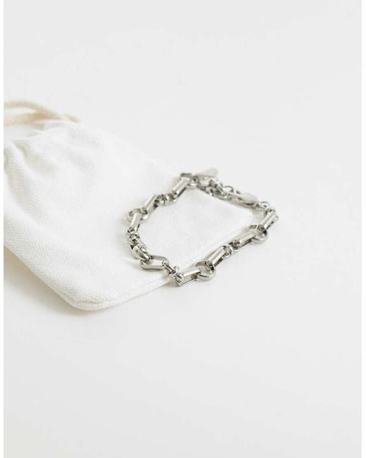 ASOS Natural Waterproof Stainless Steel Solid Bar And Round Link Chain Bracelet for men