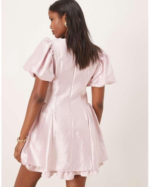 Sister Jane Pink Puff Sleeve Ruffle Mini Dress