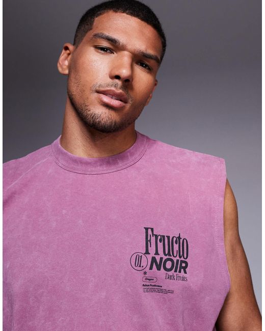 ASOS Purple Oversized Tank With Fruit Graphic for men