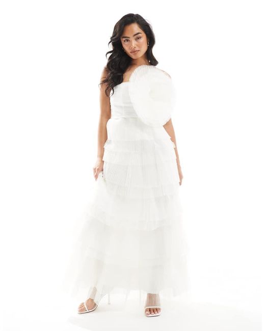 True Decadence White Tulle Corsage Tiered Maxi Dress
