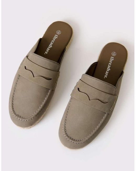 Threadbare White Faux Suede Penny Loafer Sandals for men