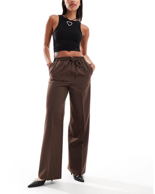 ASOS Brown Tailored Pull On Trousers