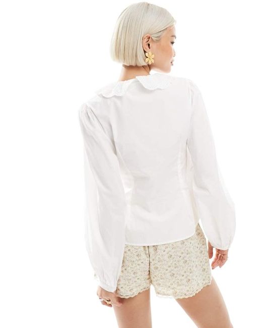 Miss Selfridge Getailleerde Blouse Met Kraag in het White