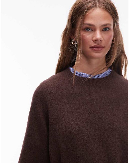 & Other Stories Brown Knitted Belted Mini Dress With Wide Sleeves
