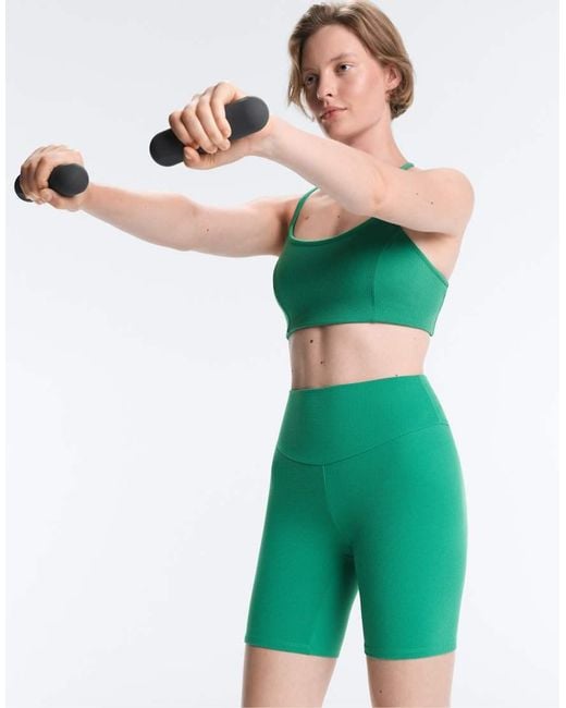 Oysho Green High-rise 20cm Piqué Short leggings