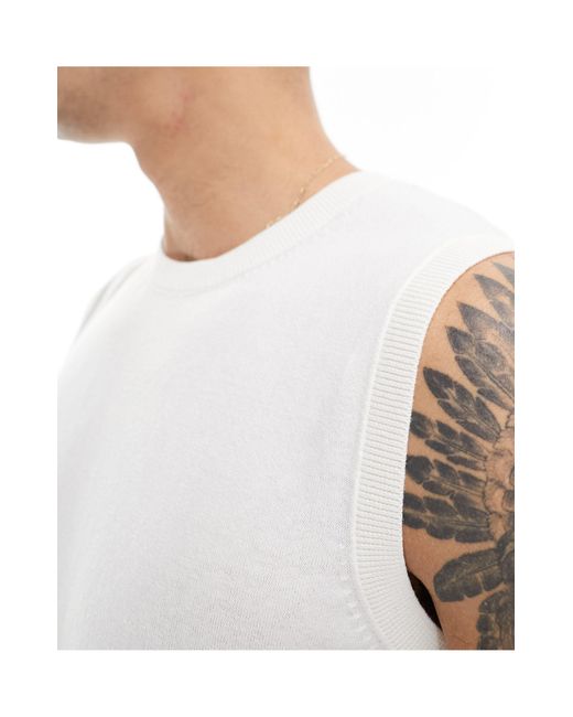 ASOS White Lightweight Knitted Cotton Vest for men