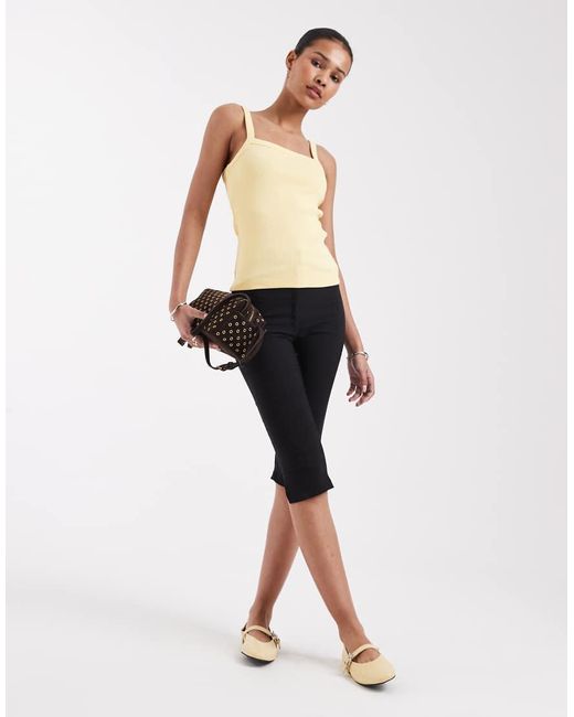 JJXX White Ribbed Square Neck Vest