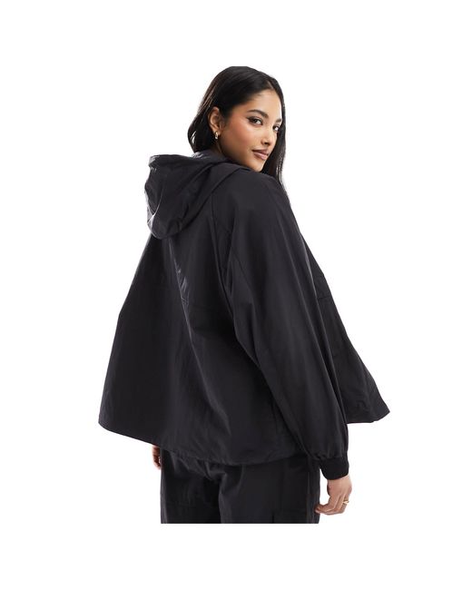 EA7 Black Armani Logo Full Zip Hooded Nylon Windbreaker Jacket
