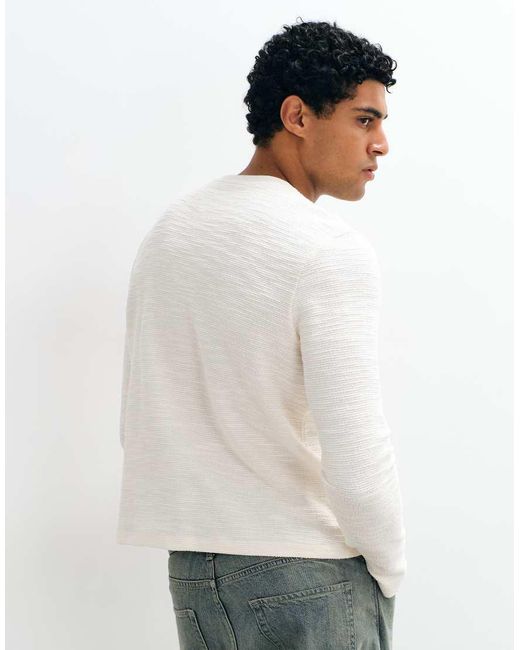 ASOS White Boxy Regular Fit Long Sleeve T-shirt for men
