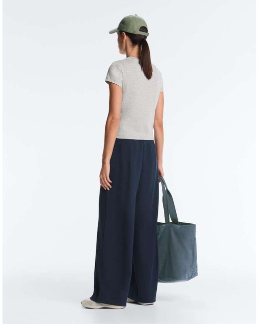 Oysho White Fitted Rib Cotton Blend T-shirt