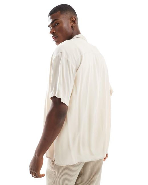 Jack & Jones Natural Revere Collar Short Sleeve Shirt for men