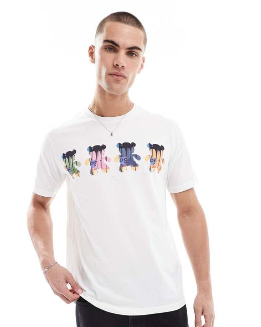 Camiseta Blanca Con Estampado De Logo De Osos De Paul Smith de hombre de color White