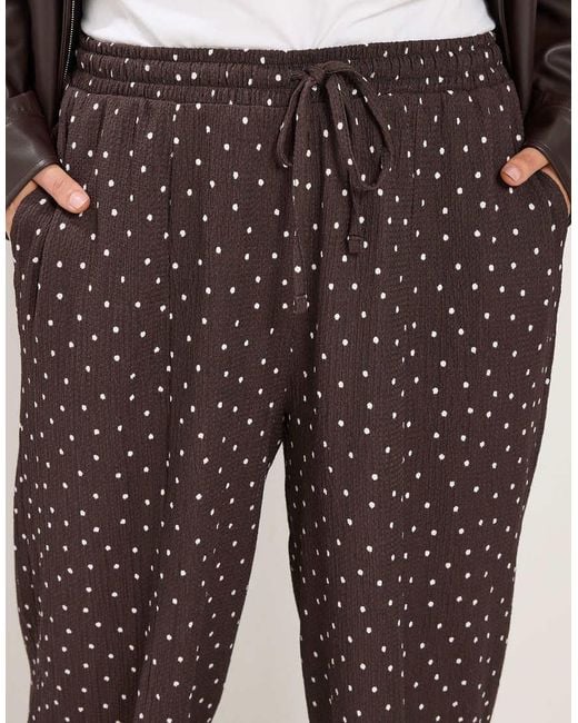 Yours Clothing Brown Polka Dot Barrel Trousers
